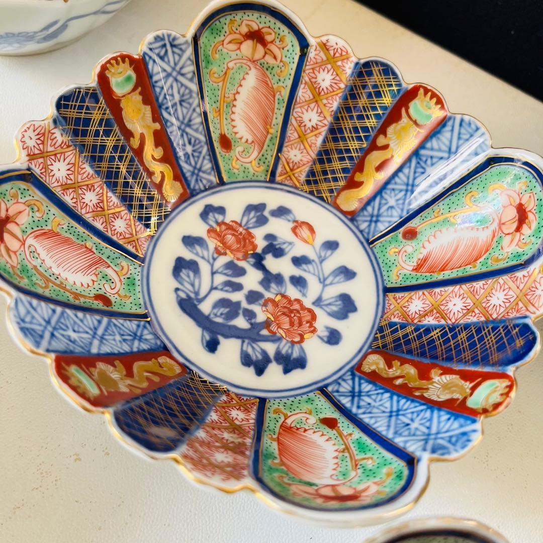 大明萬暦年製　フリル　四角鉢