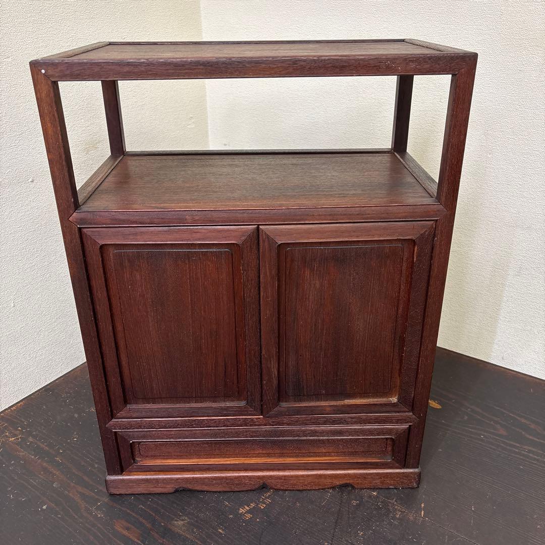 【値下げ】木製 キャビネット 両開き扉＋引き出し付き／収納棚 古家具