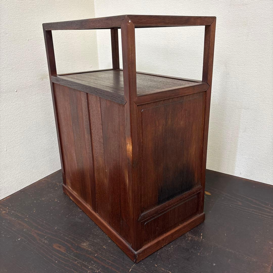 【値下げ】木製 キャビネット 両開き扉＋引き出し付き／収納棚 古家具