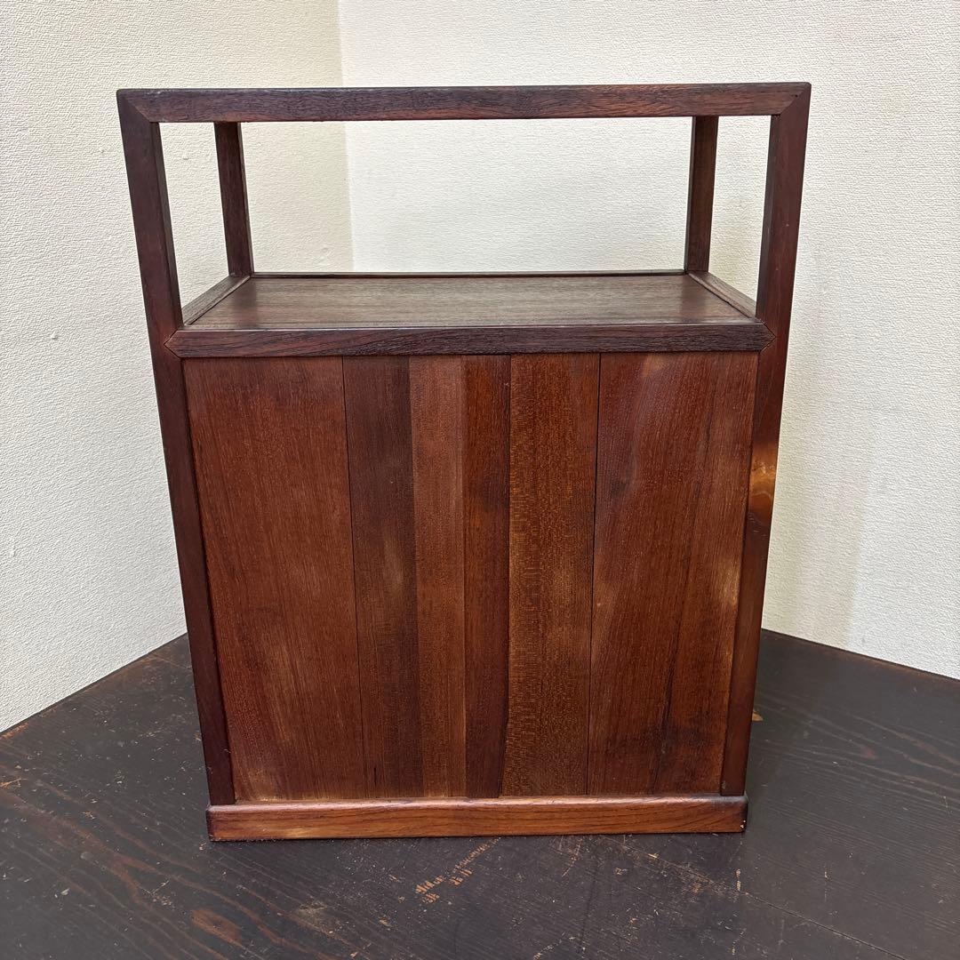 【値下げ】木製 キャビネット 両開き扉＋引き出し付き／収納棚 古家具