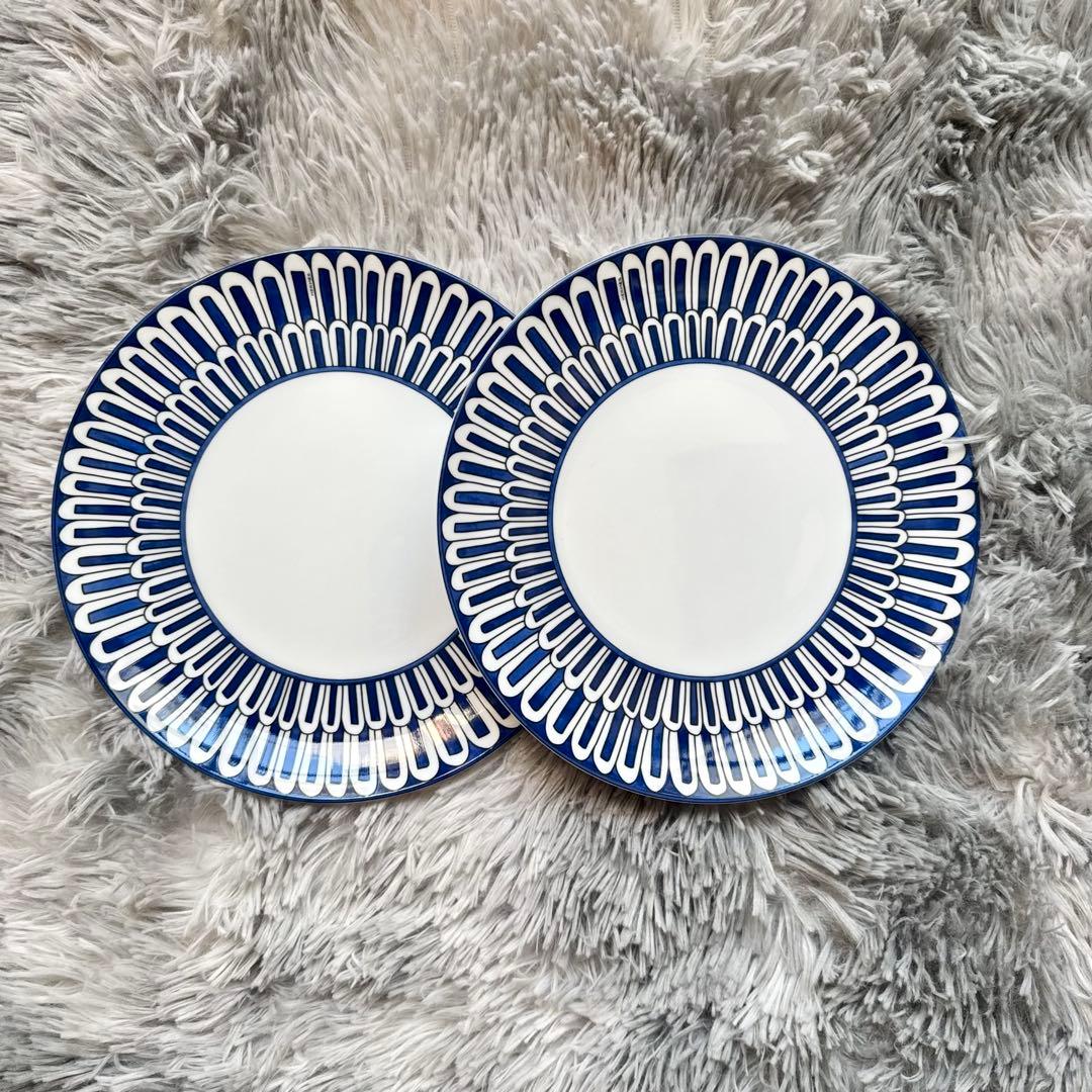 エルメス 新品未使用 デザートプレート2枚〈ブルー ダイユール〉