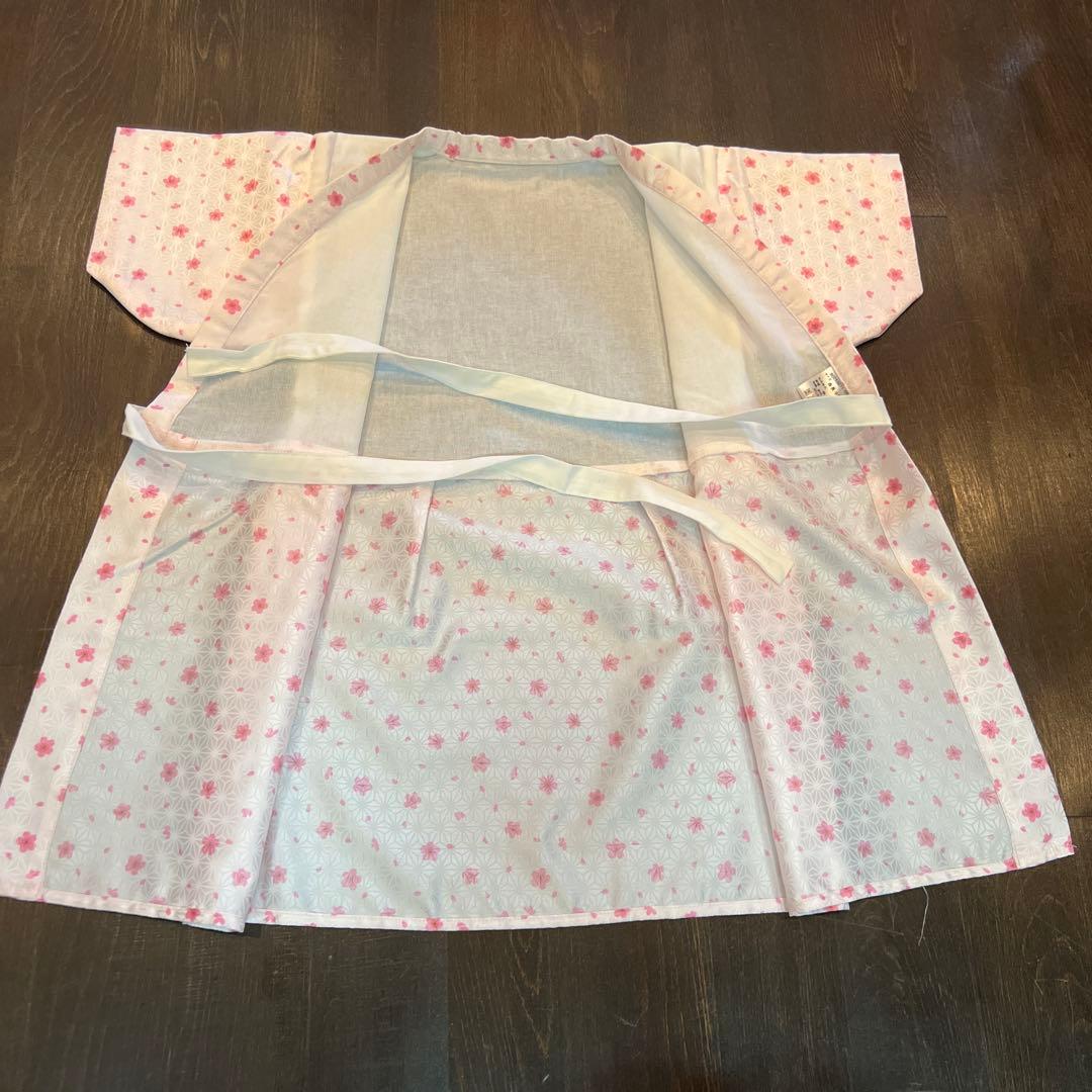 ラ*ン様 七五三 三歳 着物 被布 小物一式 フルセット 正絹 梅 鼓 肌襦袢付