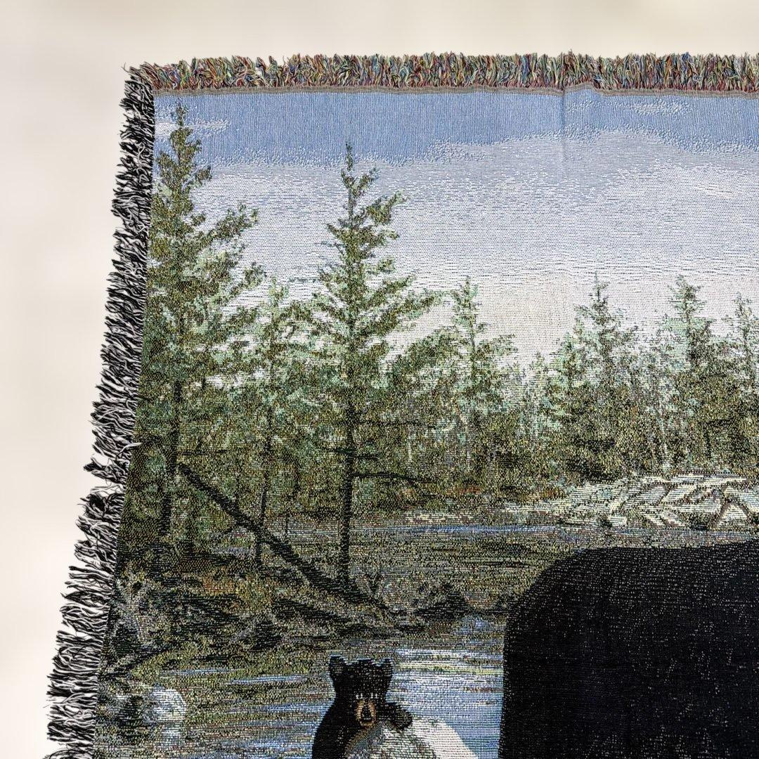 絵画風 熊 マルチカバー ソファカバー ヴィンテージラグ 183x133