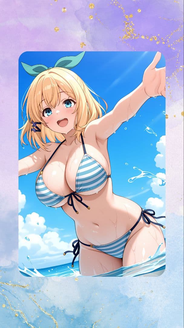 金髪の女の子コスプレブロマイドカード　ウラシクNo.64 7枚