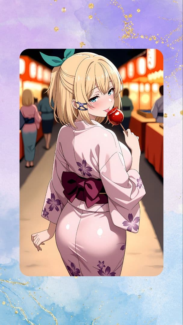 金髪の女の子コスプレブロマイドカード　ウラシクNo.64 7枚