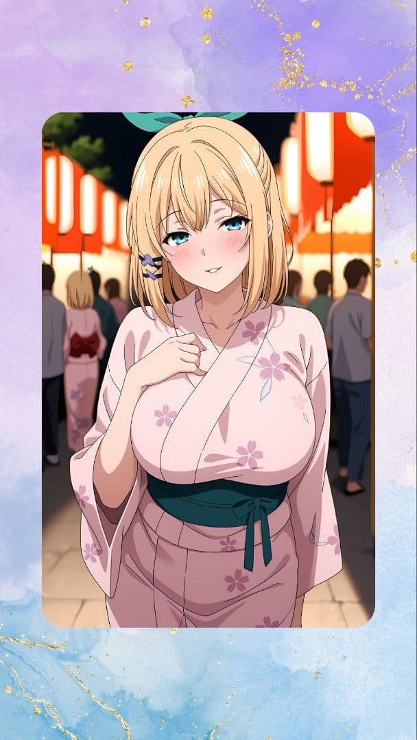 金髪の女の子コスプレブロマイドカード　ウラシクNo.64 7枚