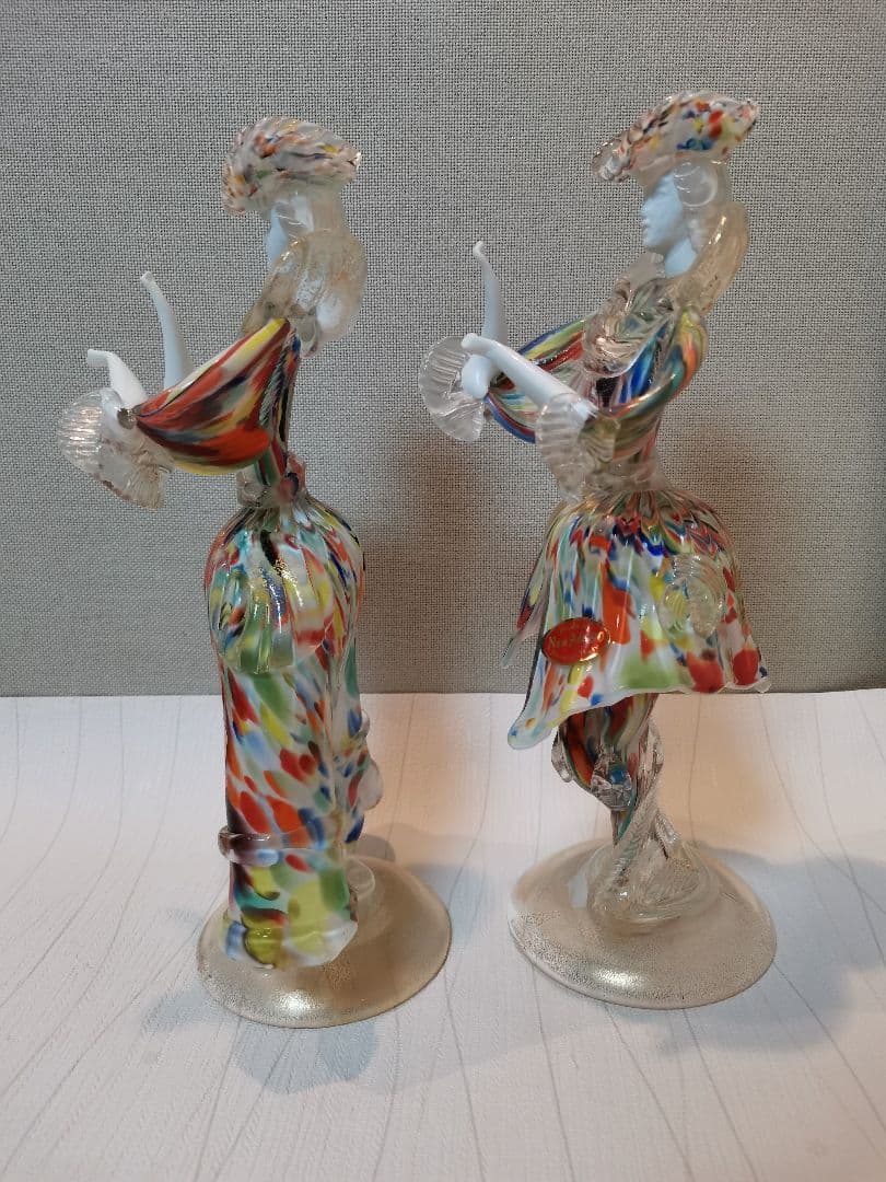 ヴェネチアンガラス　ペア人形　マーブル