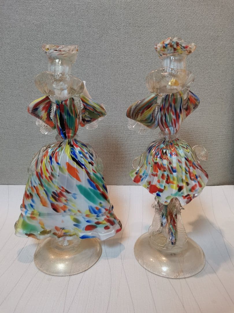 ヴェネチアンガラス　ペア人形　マーブル