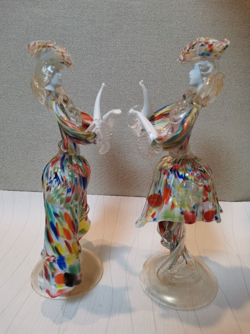 ヴェネチアンガラス　ペア人形　マーブル