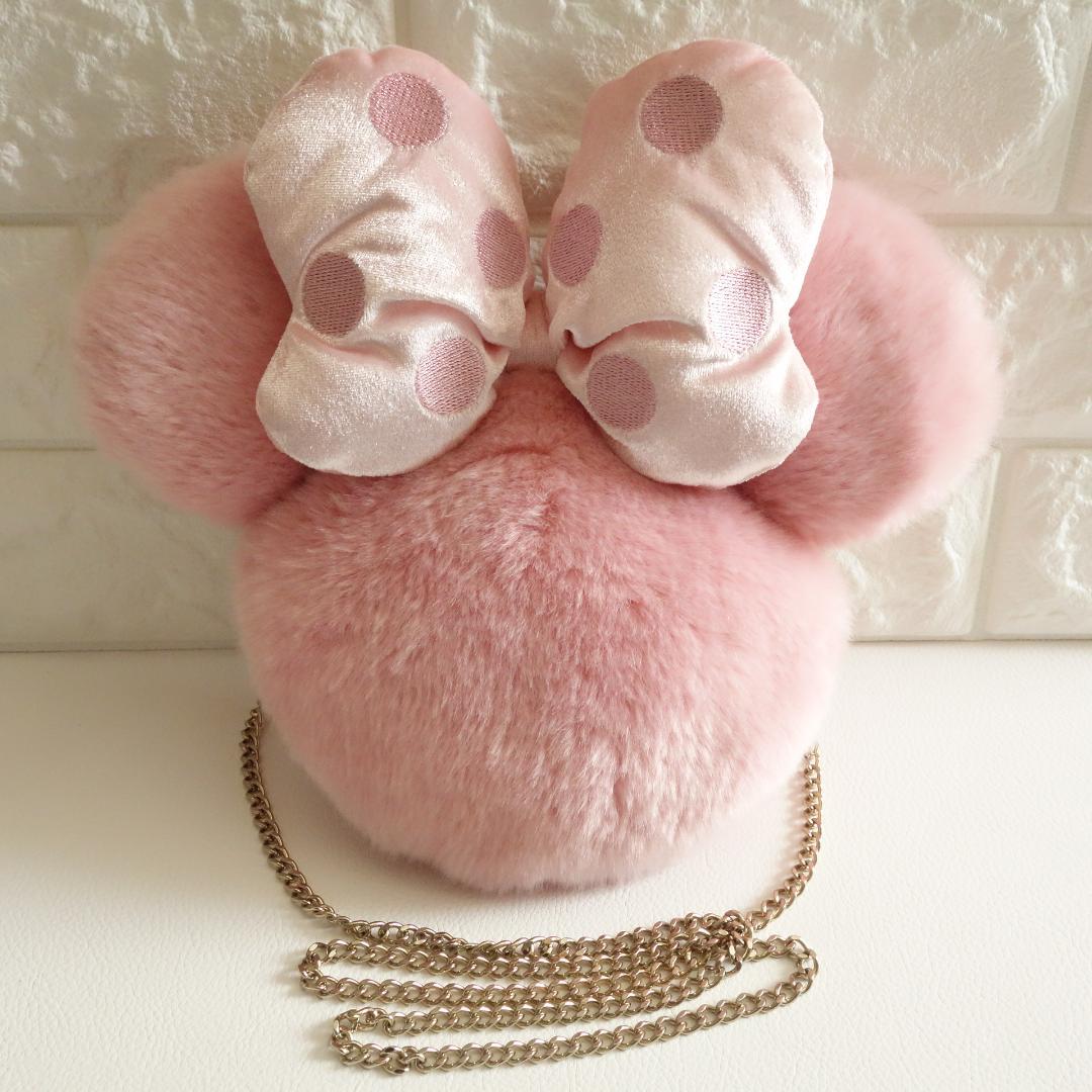 極美品】ディズニーミニーちゃんファーチェーンポシェット 斜めがけ