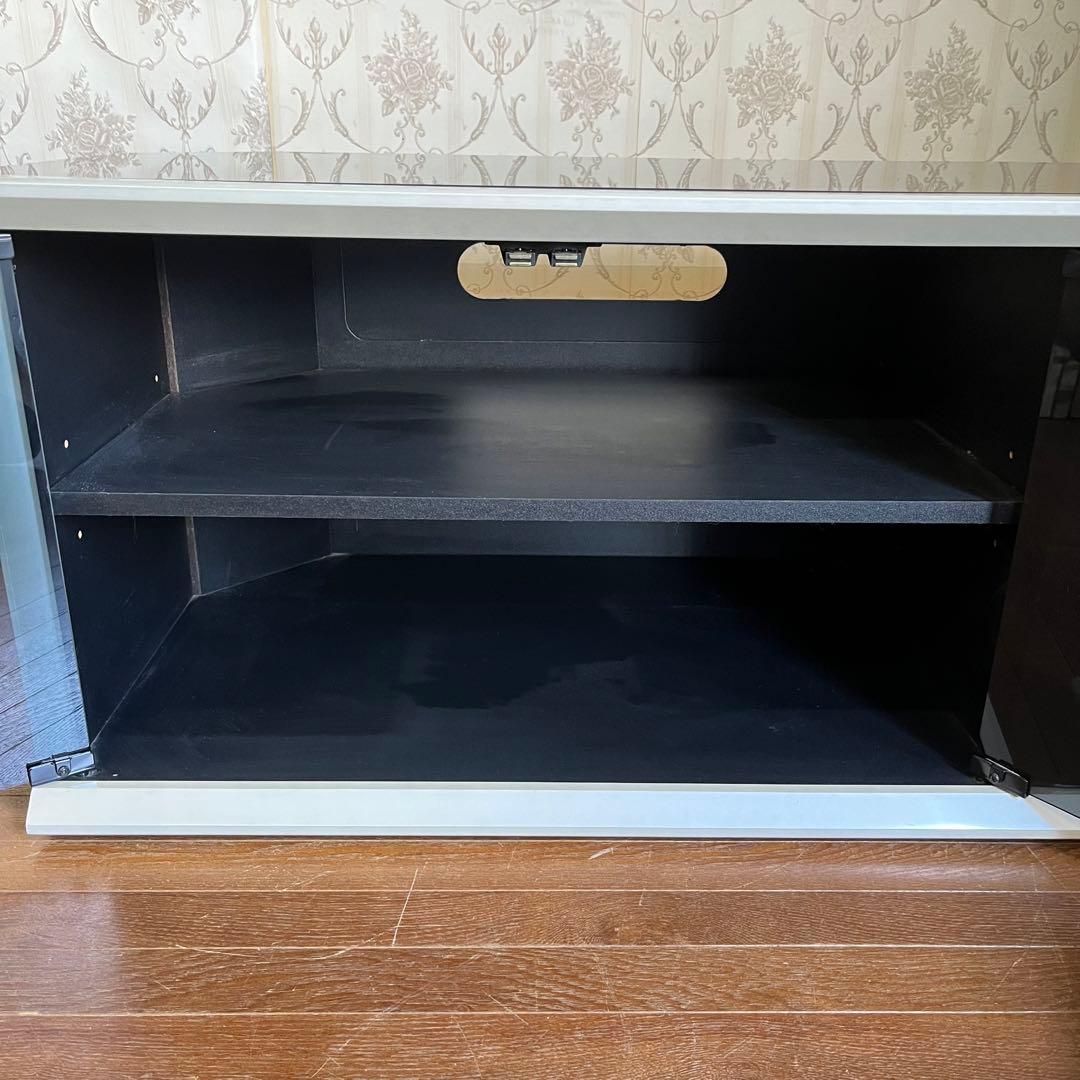 【中古品】ガラス天板 テレビボード テレビ台 キャスター付き ポストモダン