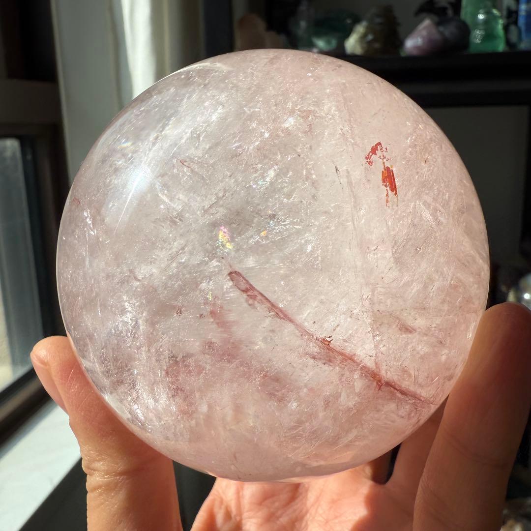 天然石ピンクアゼツライトのスフィア　丸玉　置物NO.112611