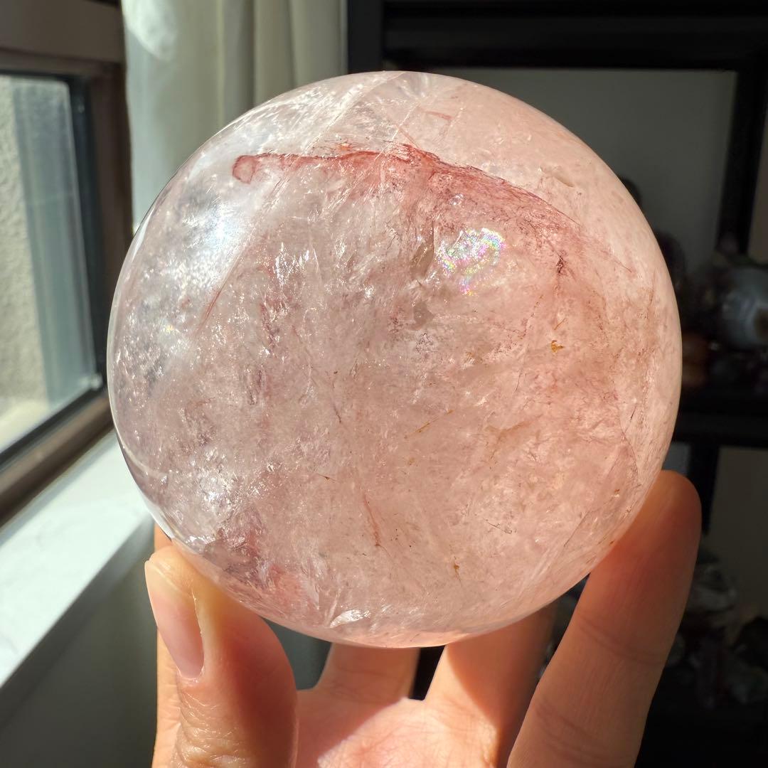 天然石ピンクアゼツライトのスフィア　丸玉　置物NO.112611