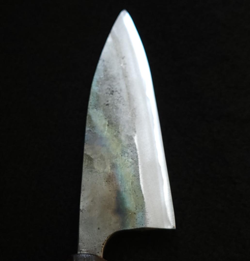 青紙1号 黒打 万能包丁 150㎜ #9390 チーク柄 月光作 日本製 1点物