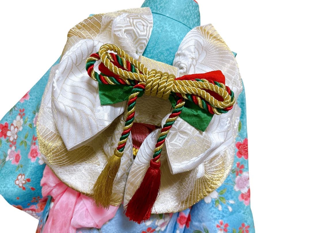 豪華正絹フルセット♡七五三　7歳　女の子　水色　エメラルドグリーン　髪飾り付