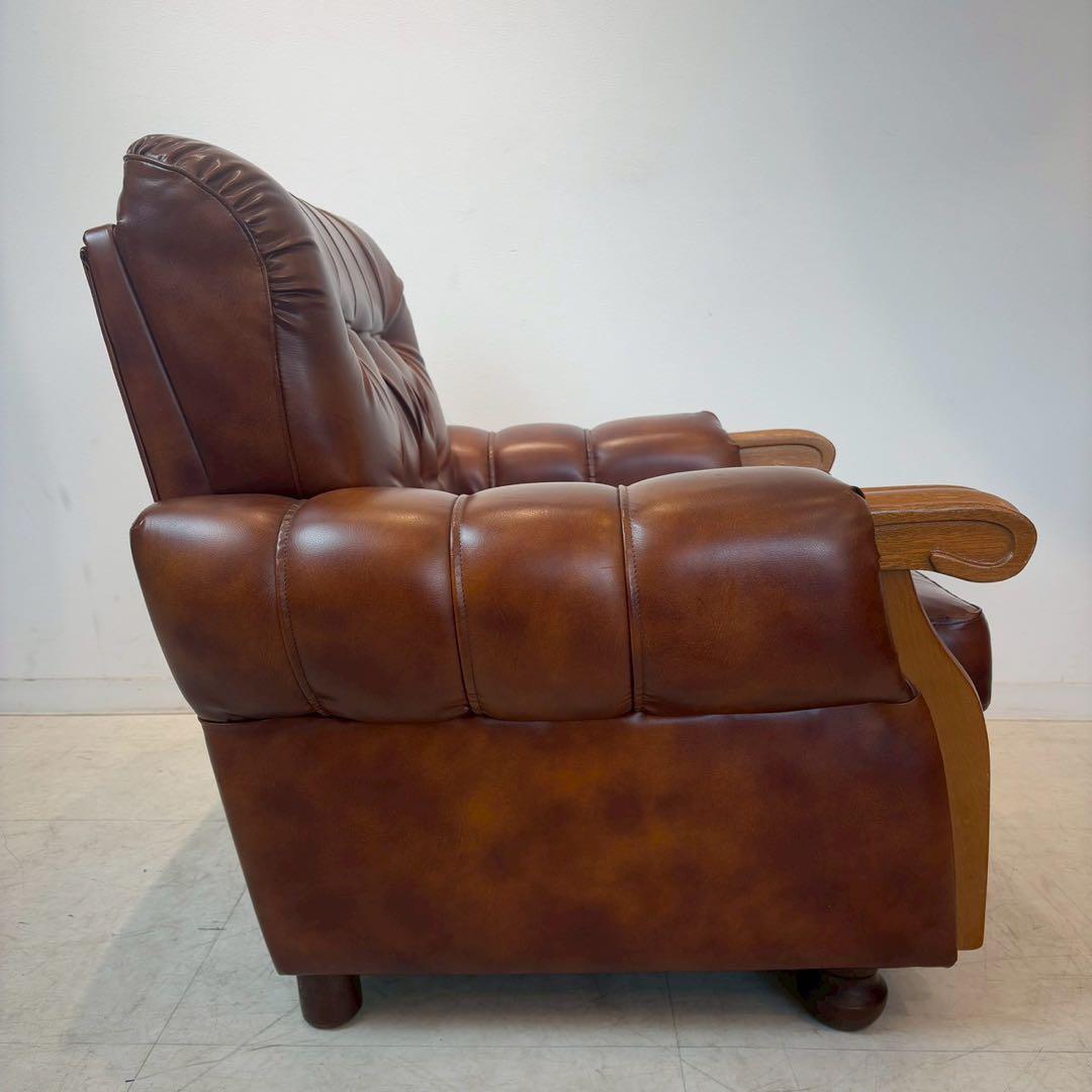 西洋アンティーク レザー 1人掛けソファ ロビーチェア 昭和レトロ 1/2