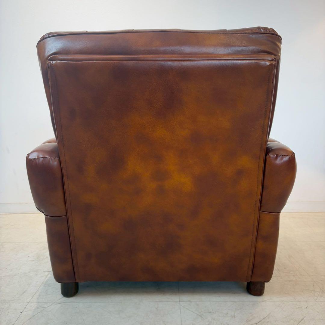 西洋アンティーク レザー 1人掛けソファ ロビーチェア 昭和レトロ 1/2