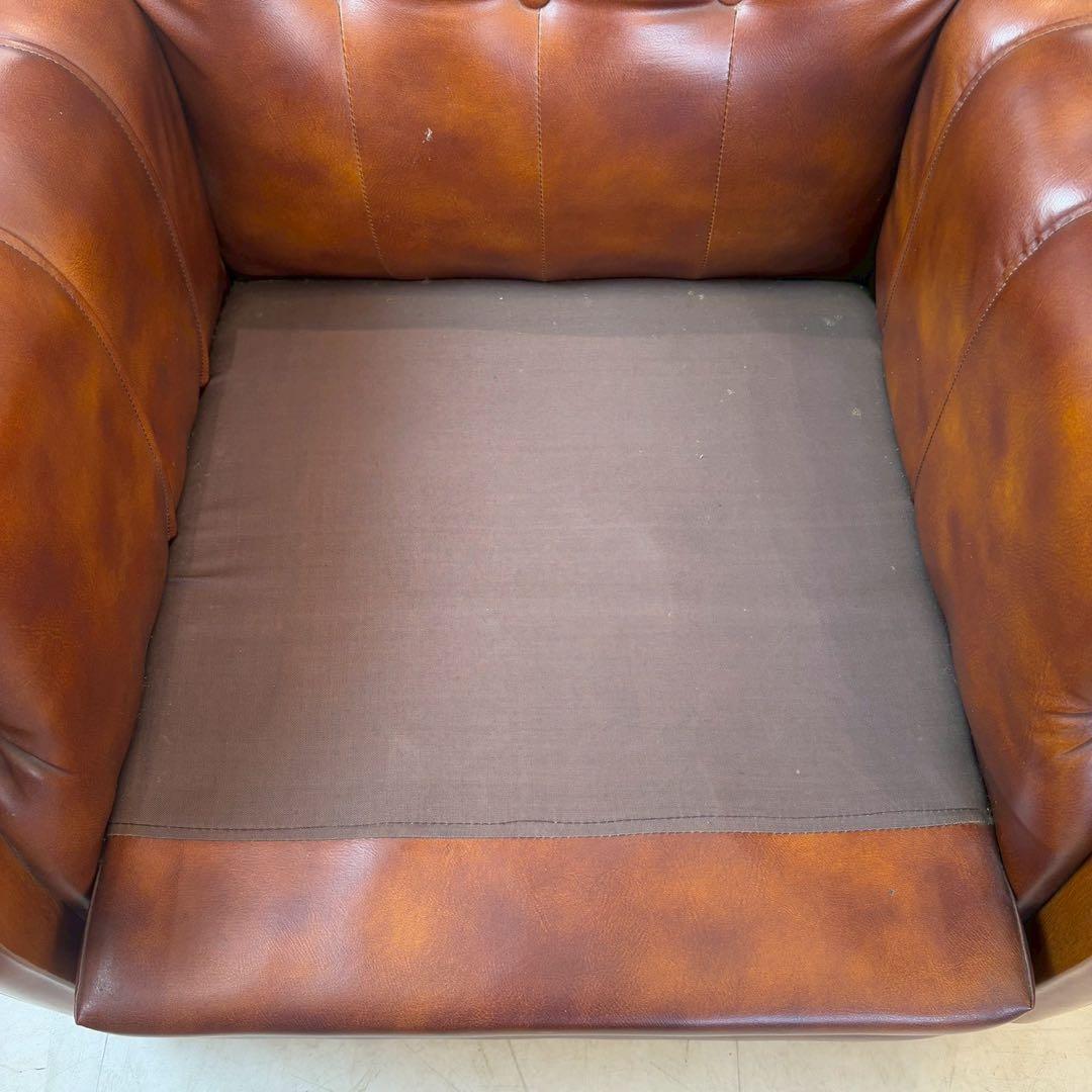 西洋アンティーク レザー 1人掛けソファ ロビーチェア 昭和レトロ 1/2