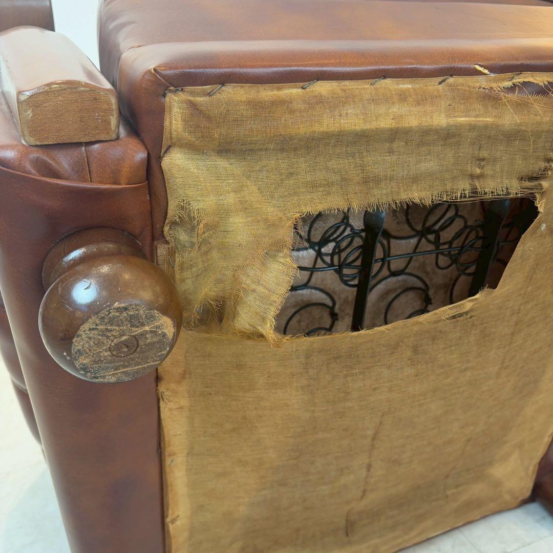 西洋アンティーク レザー 1人掛けソファ ロビーチェア 昭和レトロ 1/2
