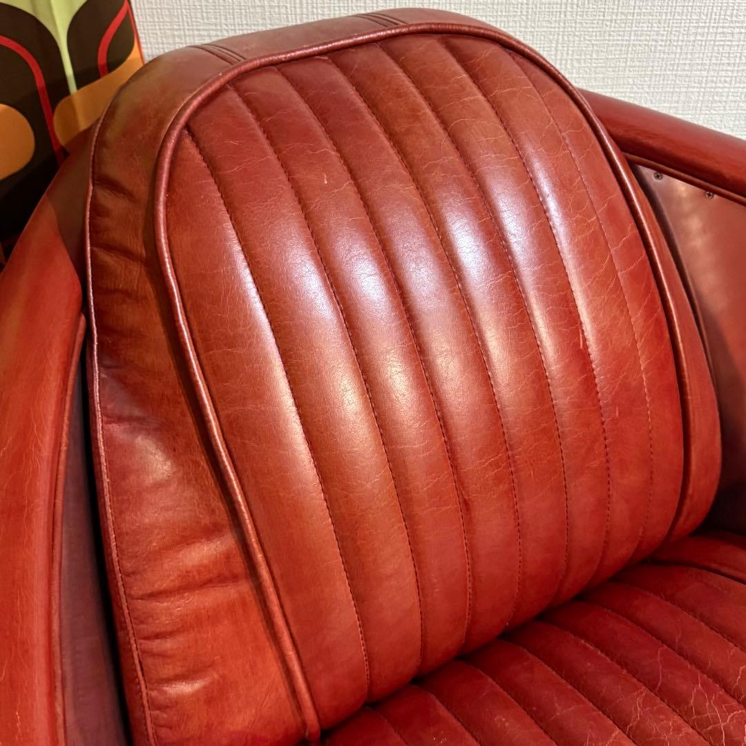 Aviator 1人掛けレザーソファ レッド 赤 高級家具 チェア リビング