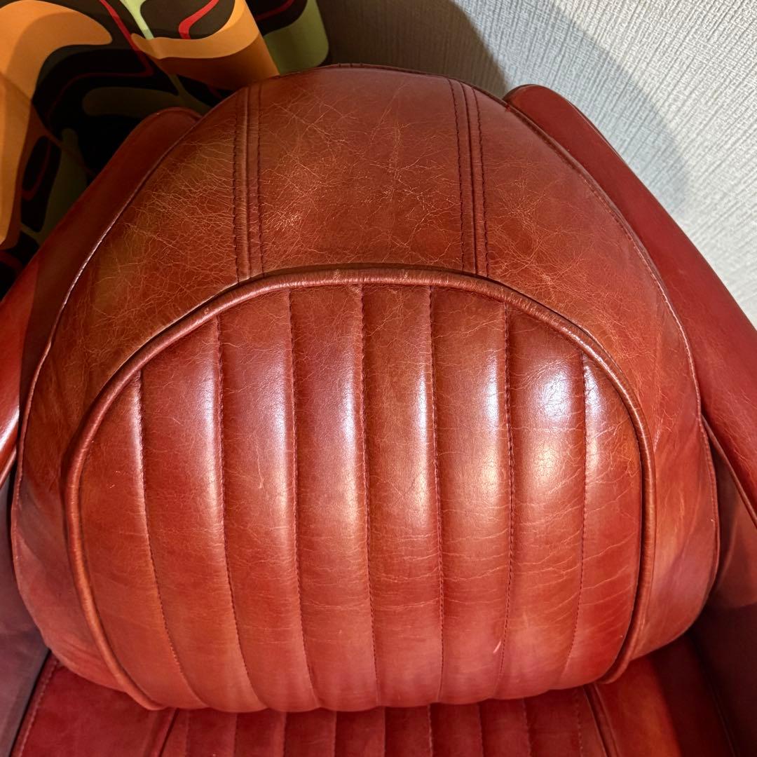 Aviator 1人掛けレザーソファ レッド 赤 高級家具 チェア リビング