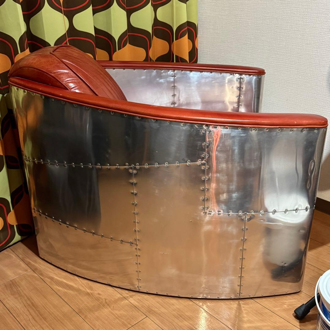 Aviator 1人掛けレザーソファ レッド 赤 高級家具 チェア リビング