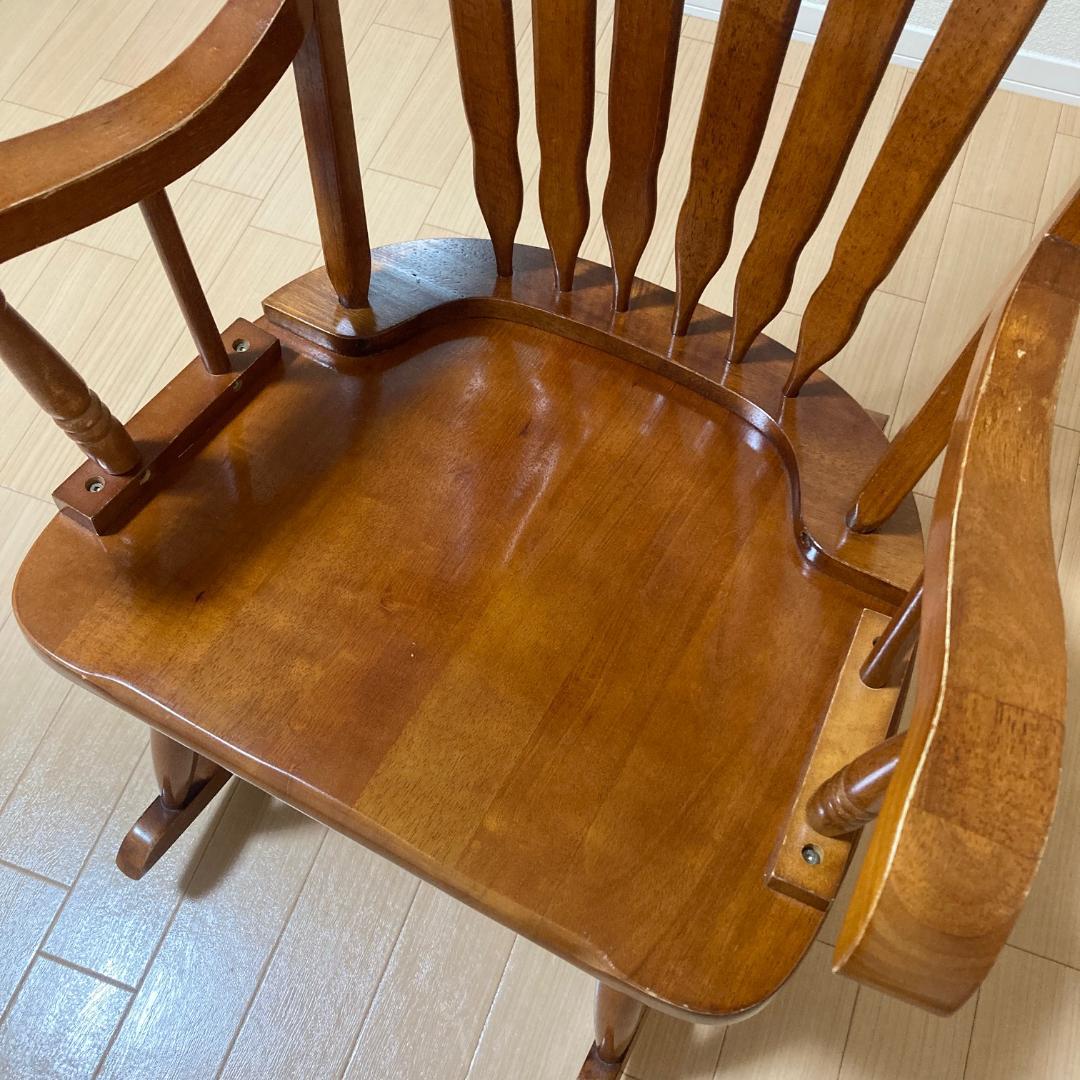 ロッキングチェア アンティーク調 スラットバック 木製 アーム付 クラシック