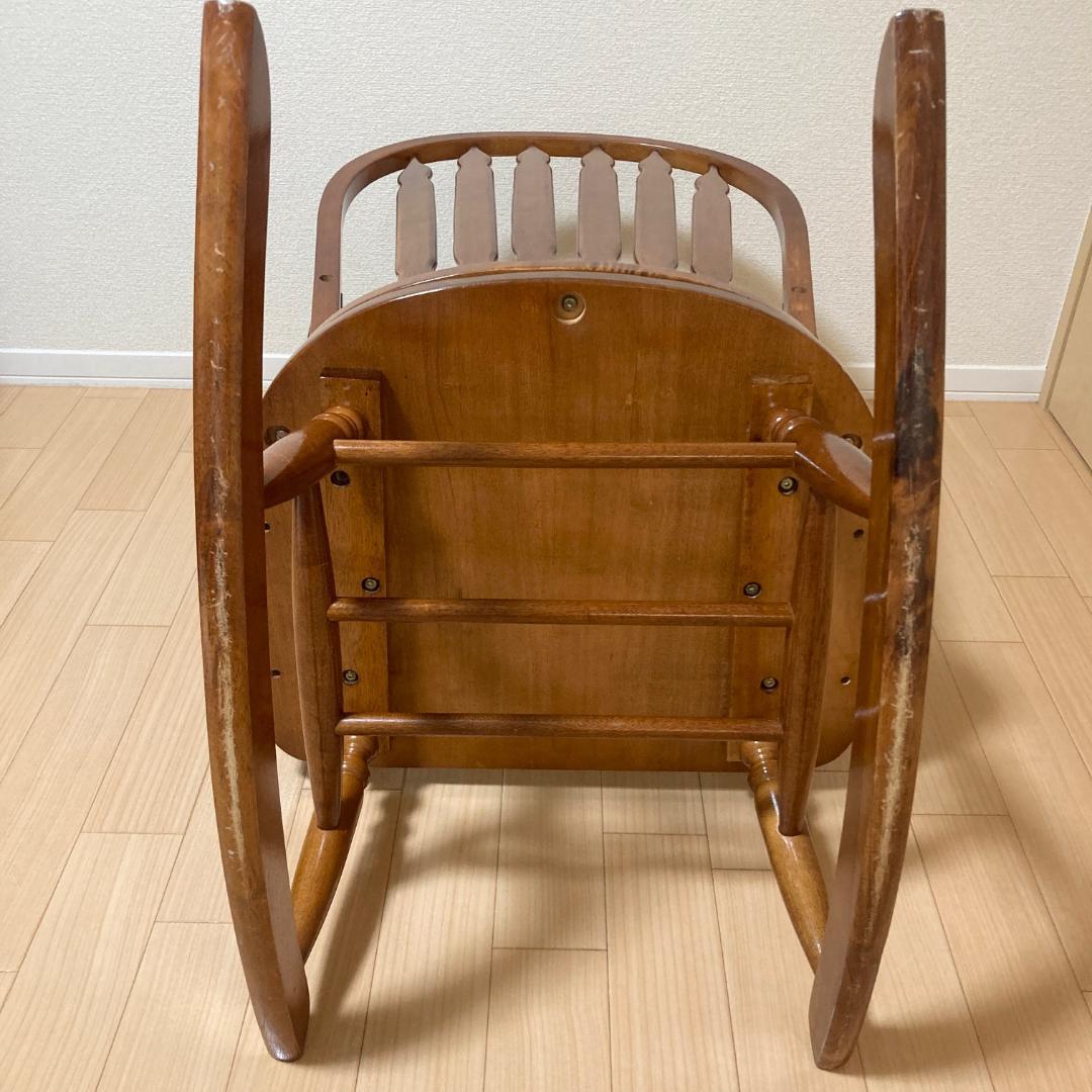 ロッキングチェア アンティーク調 スラットバック 木製 アーム付 クラシック