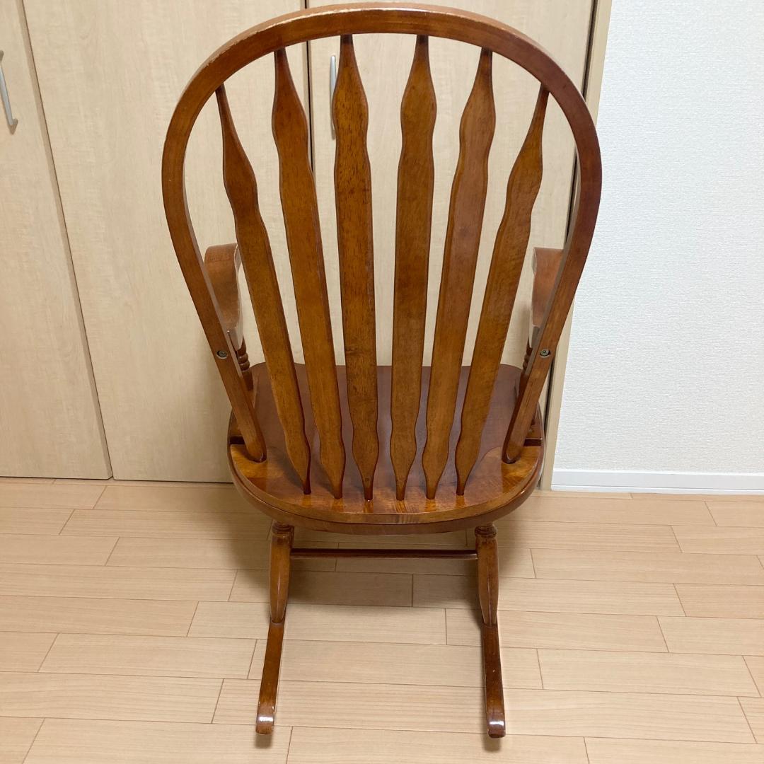 ロッキングチェア アンティーク調 スラットバック 木製 アーム付 クラシック