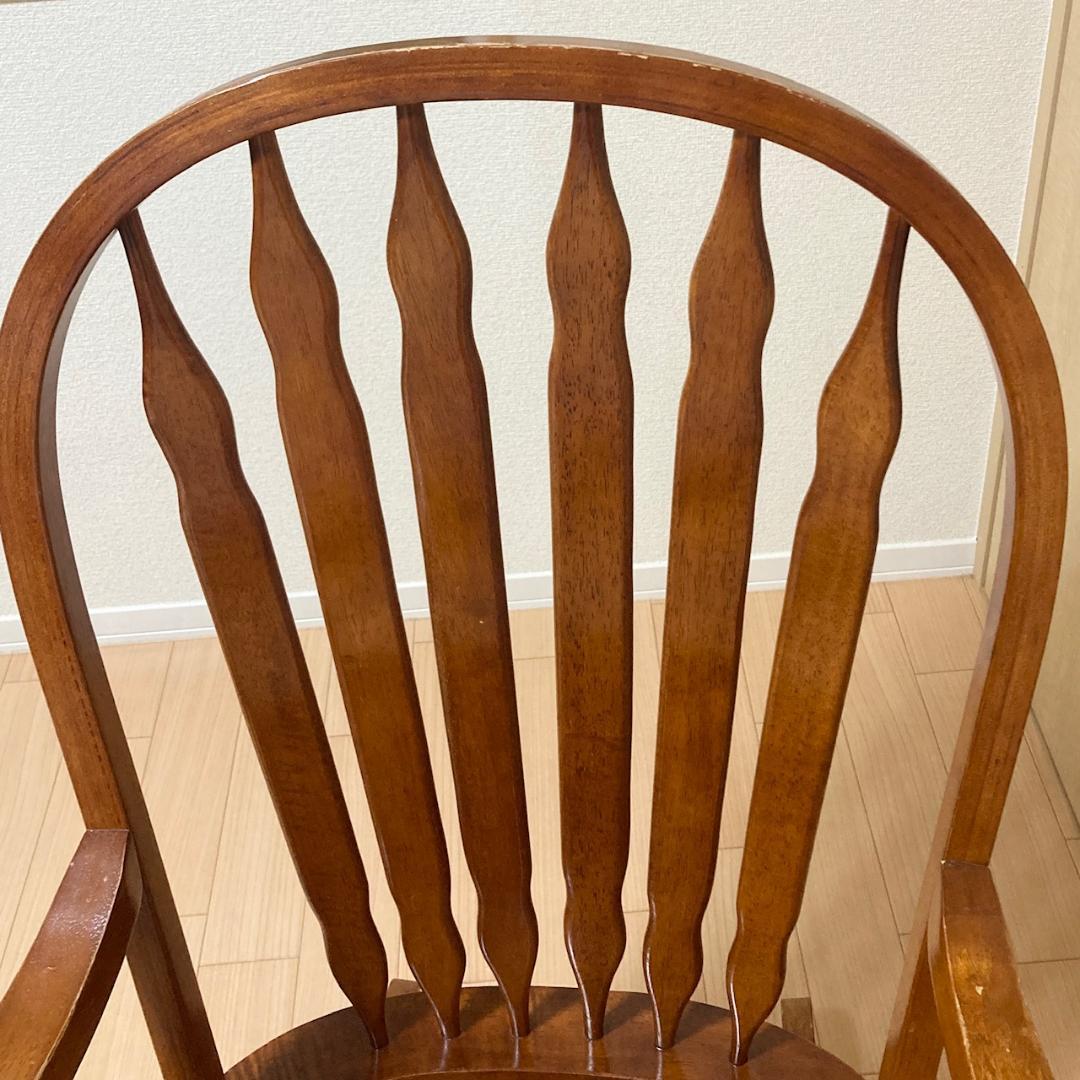 ロッキングチェア アンティーク調 スラットバック 木製 アーム付 クラシック