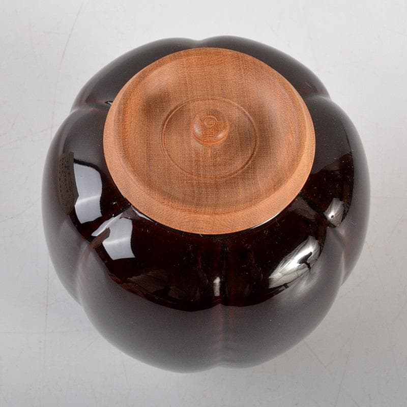 茶道具　山中塗　中村宗悦作　如心斎好写　阿吉陀茶入　共箱　V　6451