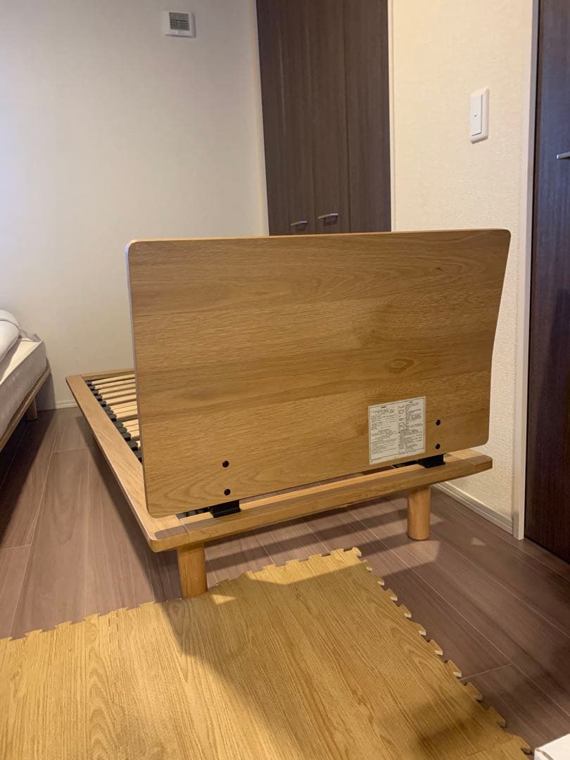 MUJI 無印良品 ヘッドボード付 木製ベッドフレーム　オーク材突板　スモール①