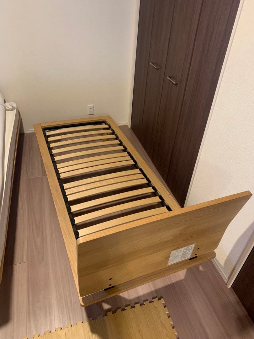 MUJI 無印良品 ヘッドボード付 木製ベッドフレーム　オーク材突板　スモール①