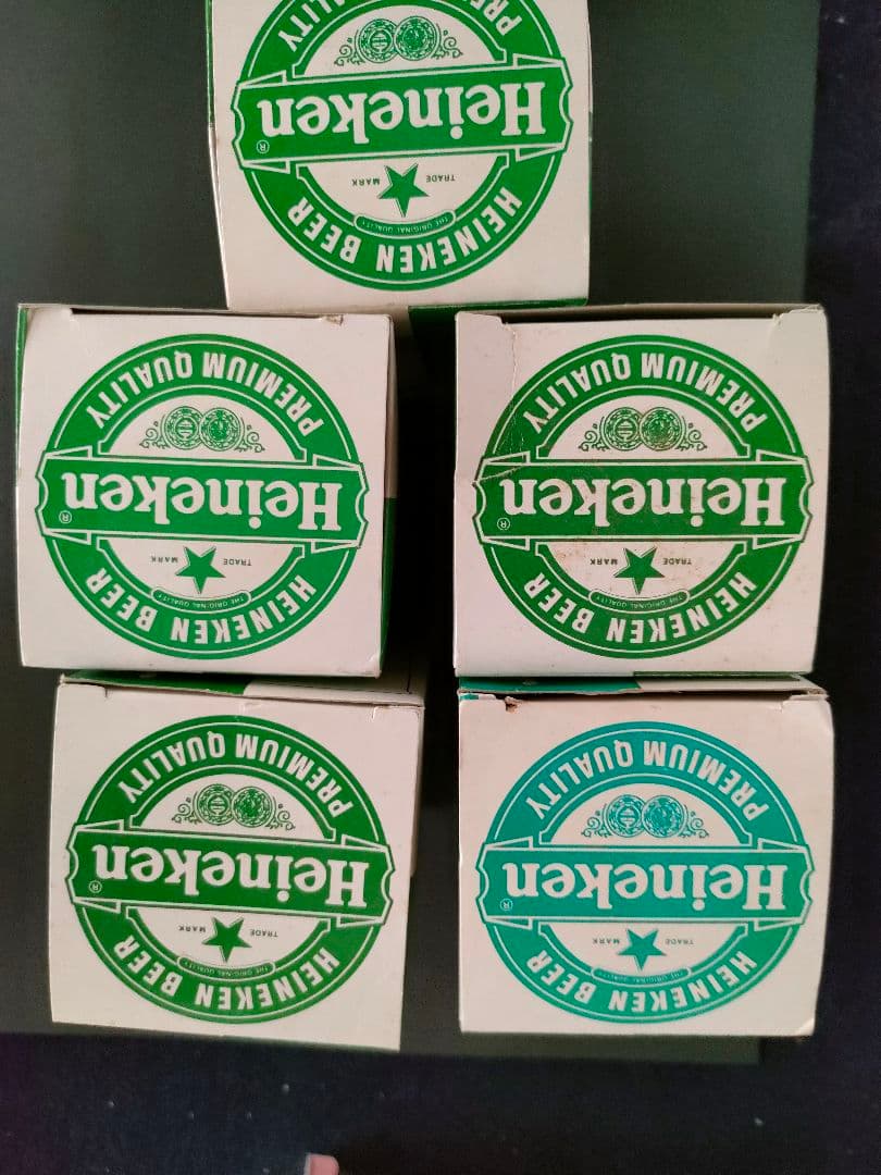 ○【箱付き未使用5客Heinekenハイネケン公式ロゴビアグラス非売品