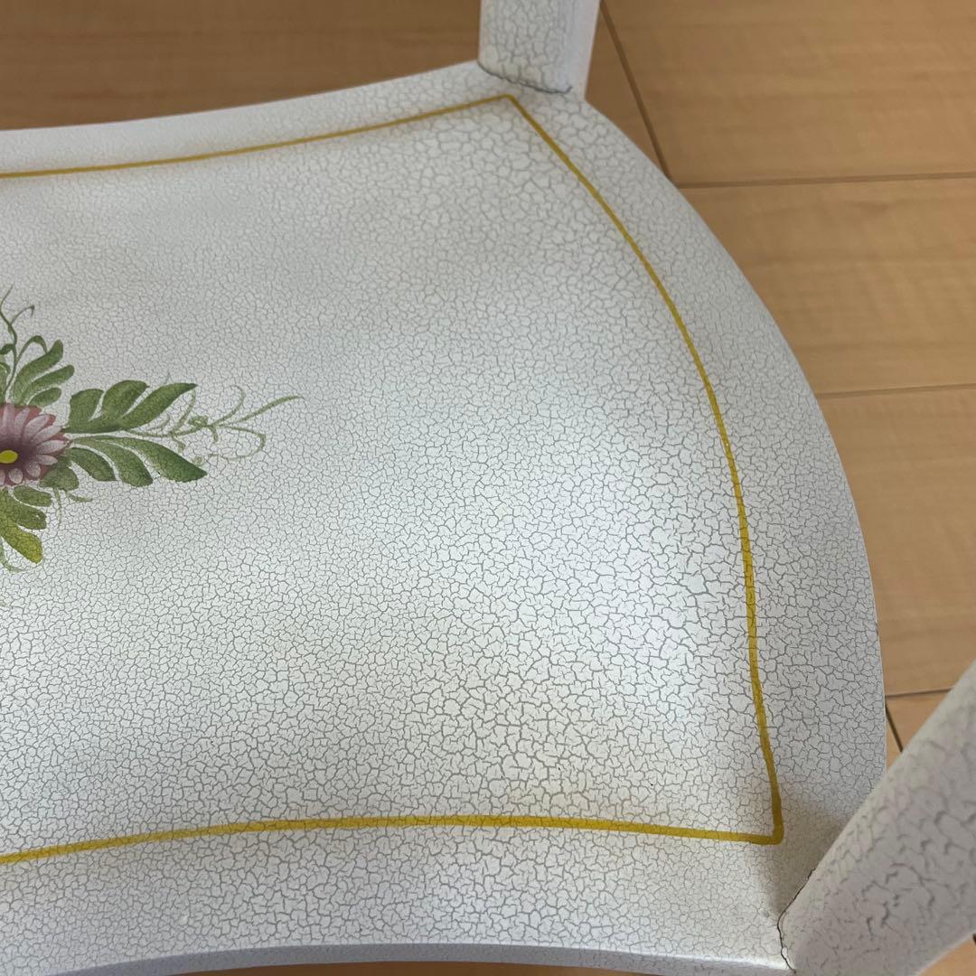 【希少】アンティーク調 フラワーペイント 猫脚サイドテーブル 引き出し付 北欧