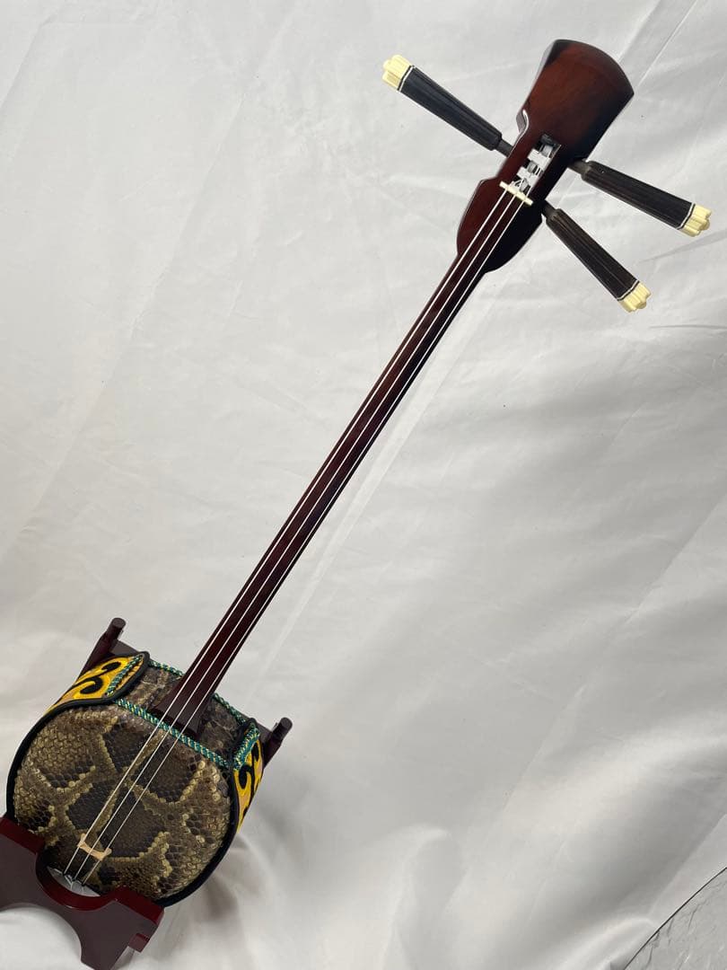 沖縄三線 ゆし木棹 強化張り・蛇皮二重張り