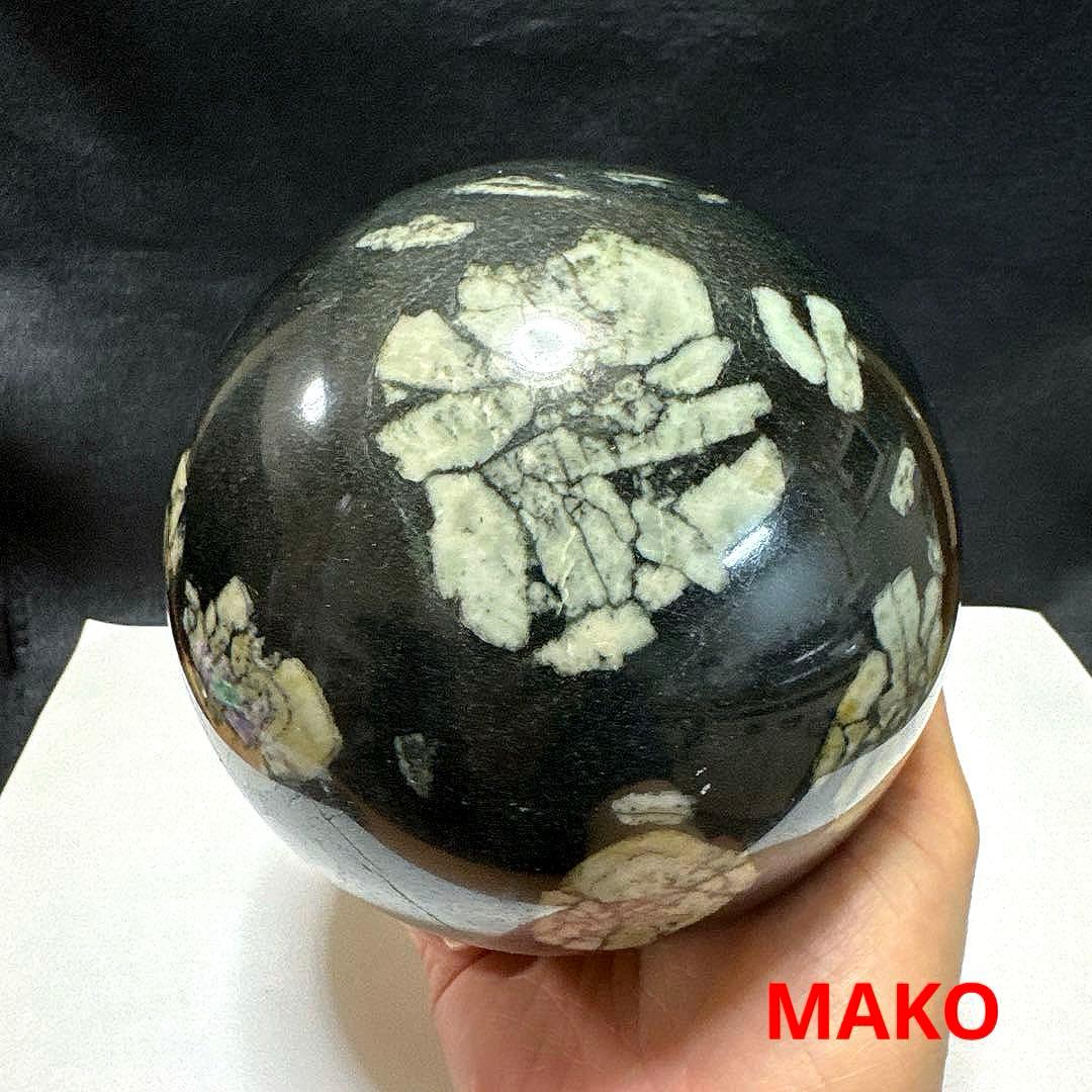 M1583☆菊花石丸玉125mm 3.2Kg☆天然石　原石