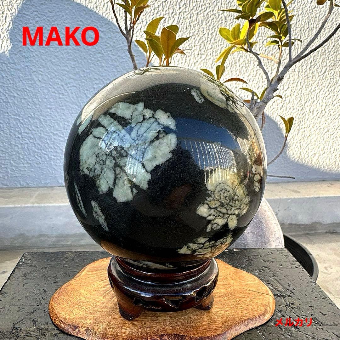 M1583☆菊花石丸玉125mm 3.2Kg☆天然石　原石