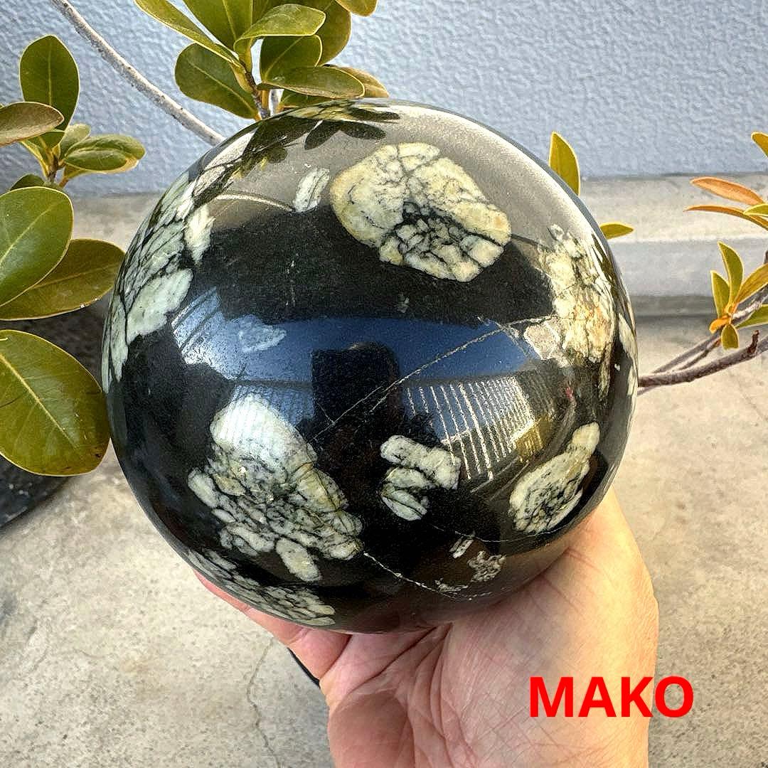 M1583☆菊花石丸玉125mm 3.2Kg☆天然石　原石