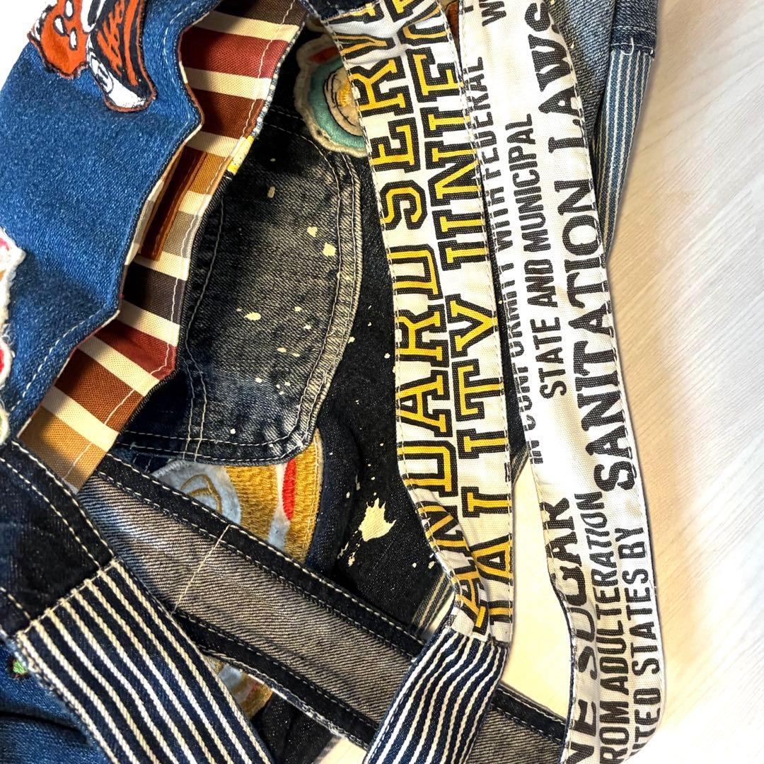 デニムペイントトートバッグ大