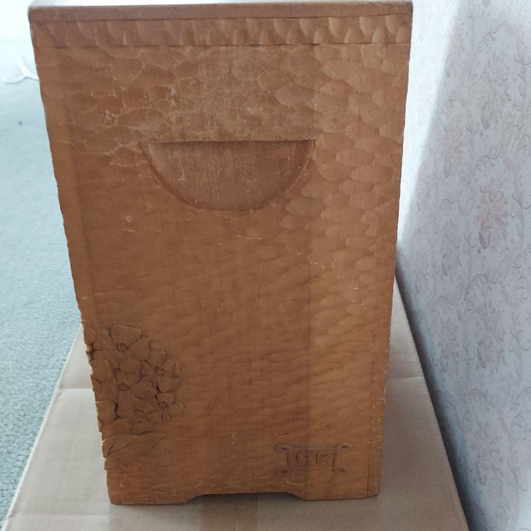 木製 花彫刻 ティッシュボックスアンティーク
