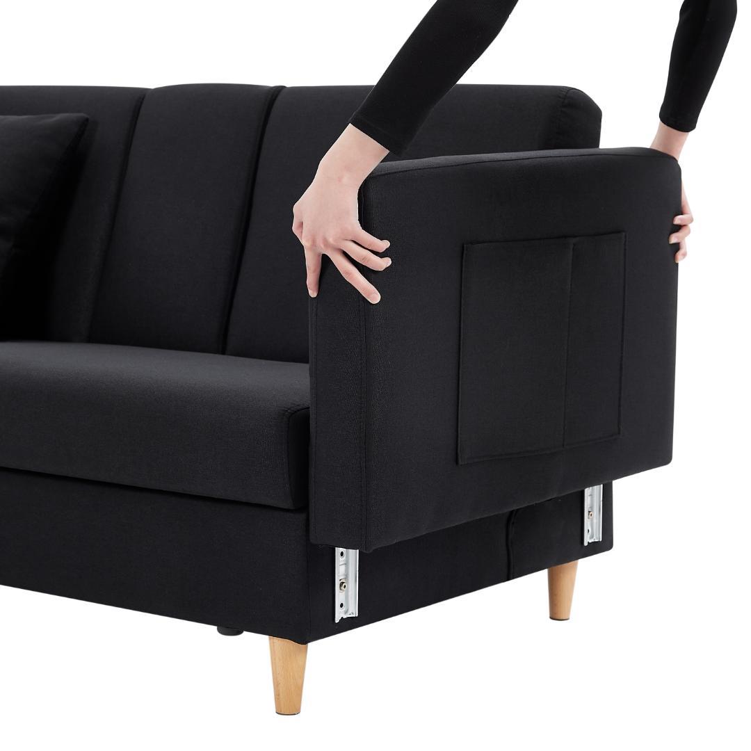 ソファ　ソファーベッド　多機能ソファ　3人掛け　オットマン付き 肘掛け付き