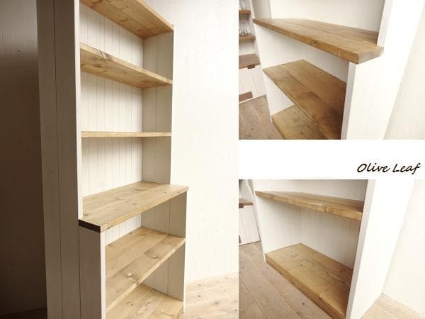 サイズ、デザインオーダー可！6段カップボードW64シャビーホワイト●受注製作