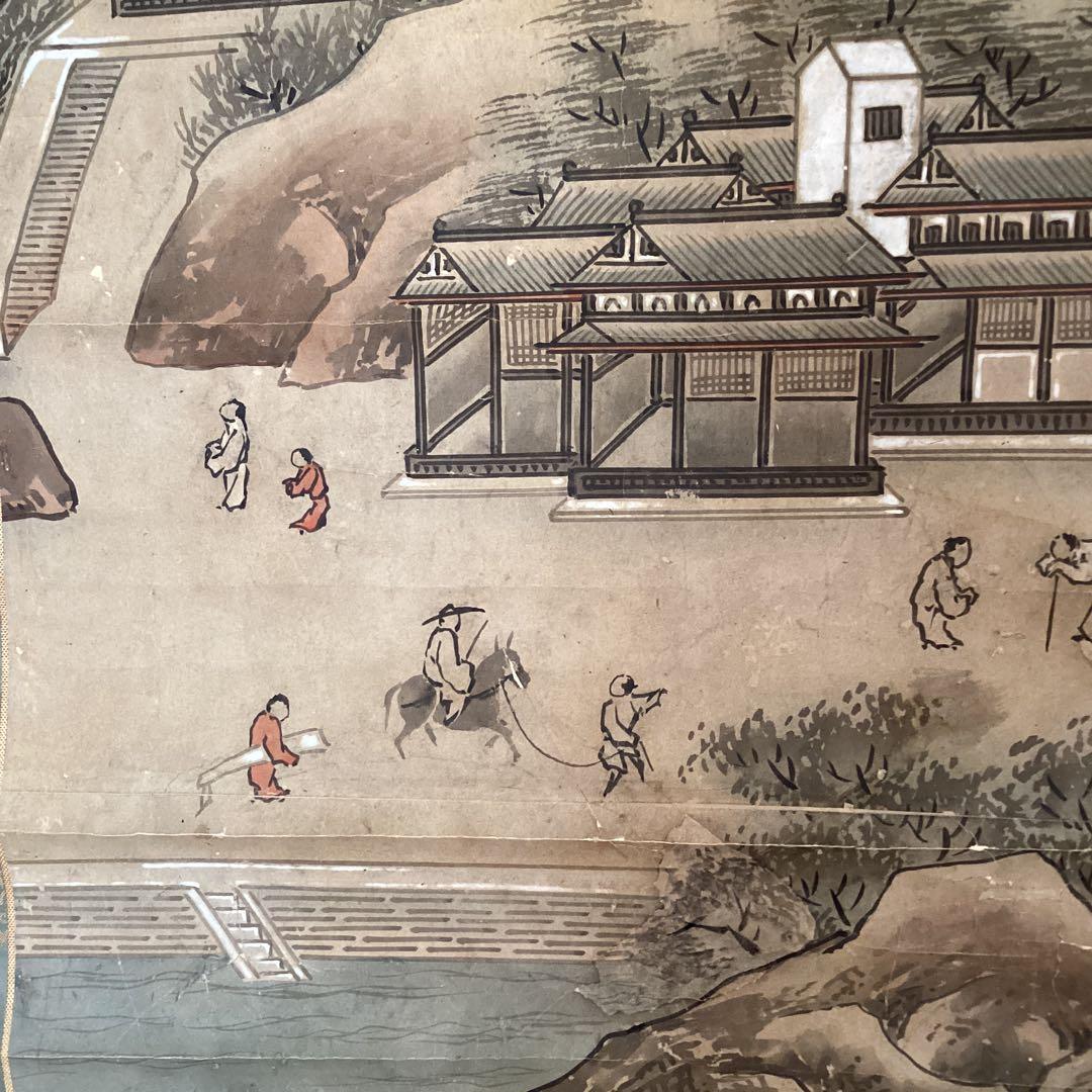 古画狩野派　紙本　楼閣山水図　59.5.5日 認定番号5014 合箱