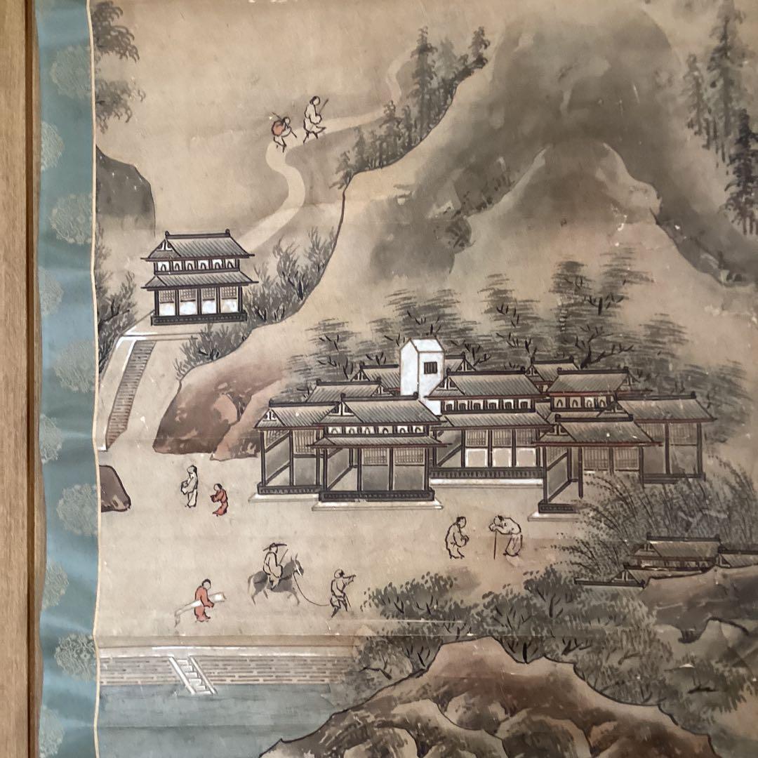 古画狩野派　紙本　楼閣山水図　59.5.5日 認定番号5014 合箱