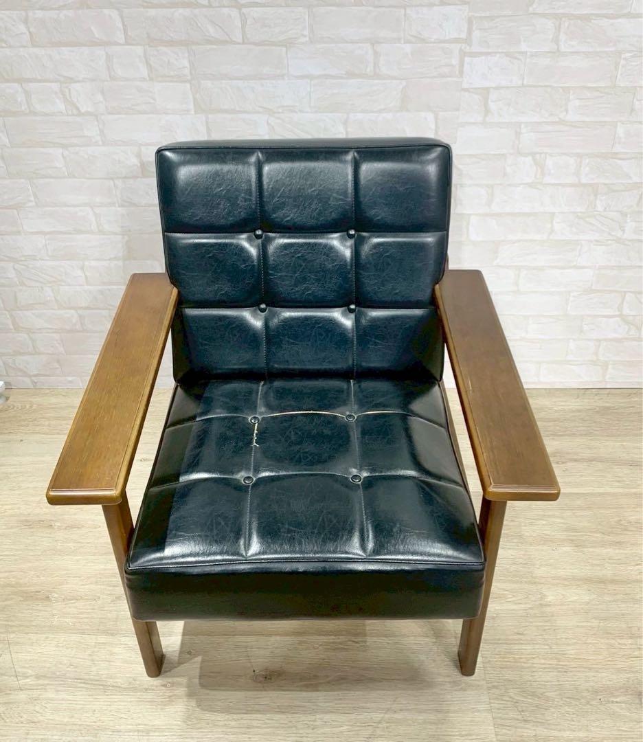 カリモク Kチェア レトロ ヴィンテージ 1シーター シングルソファ ソファ④