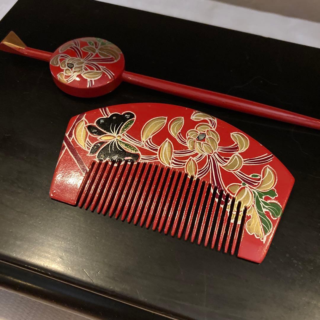 専用　七五三 小さめさん対応　縮緬梅の花簪　櫛平打ち簪　水引ビラ簪　ピンク鹿の子