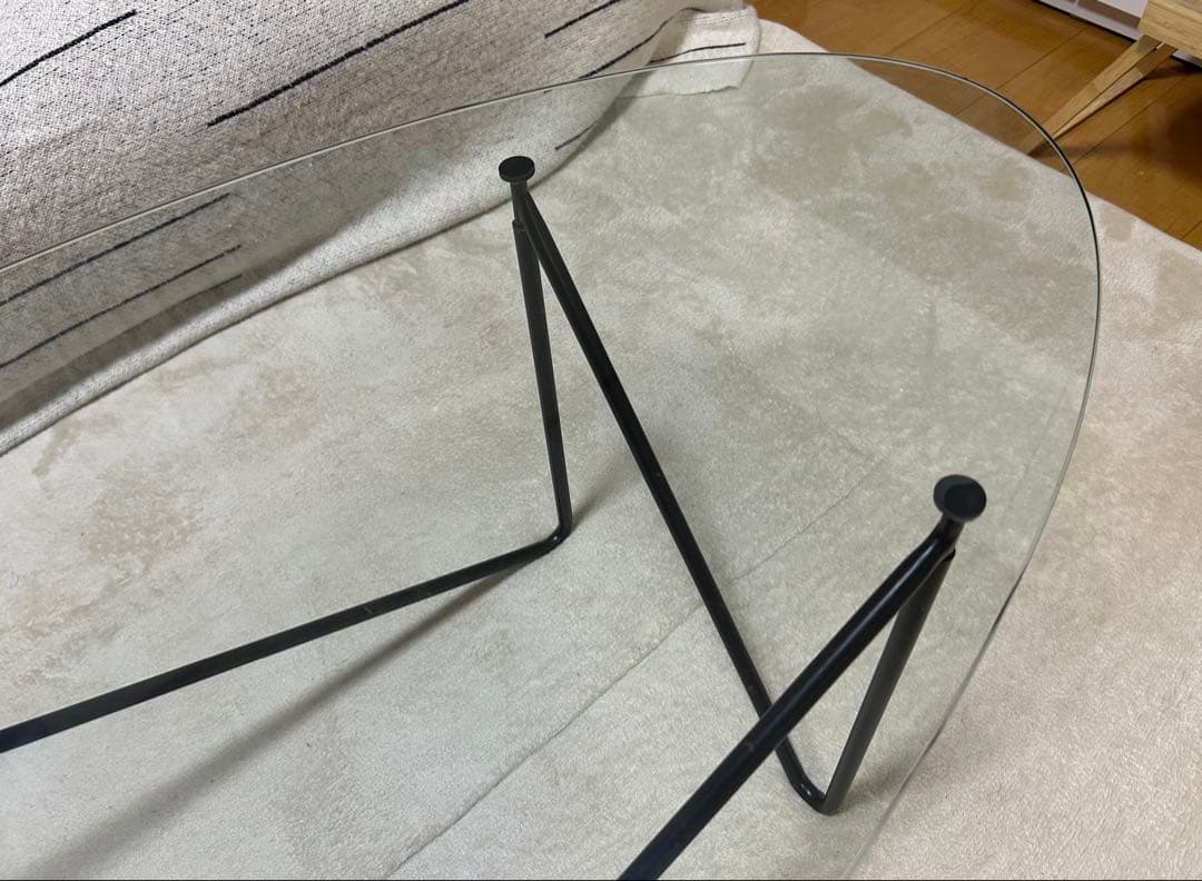 オーバルガラスセンターテーブル