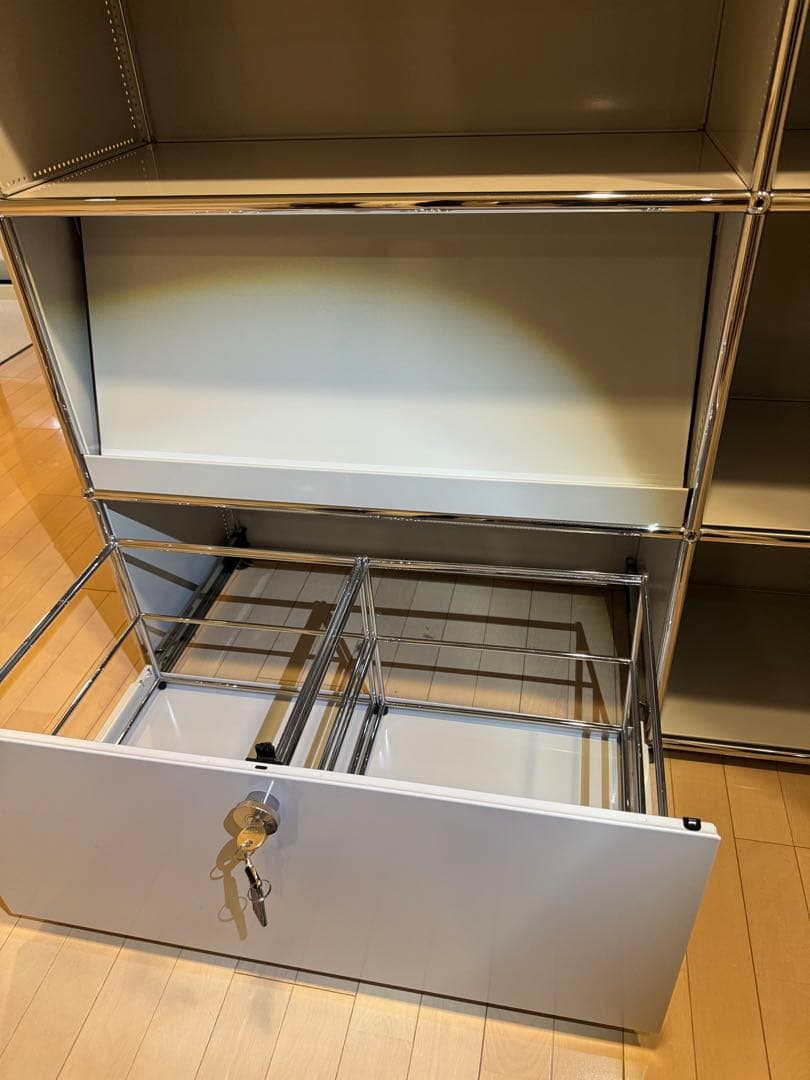 usm ハラー オープンシェルフ 3段 引き出し付き グレー