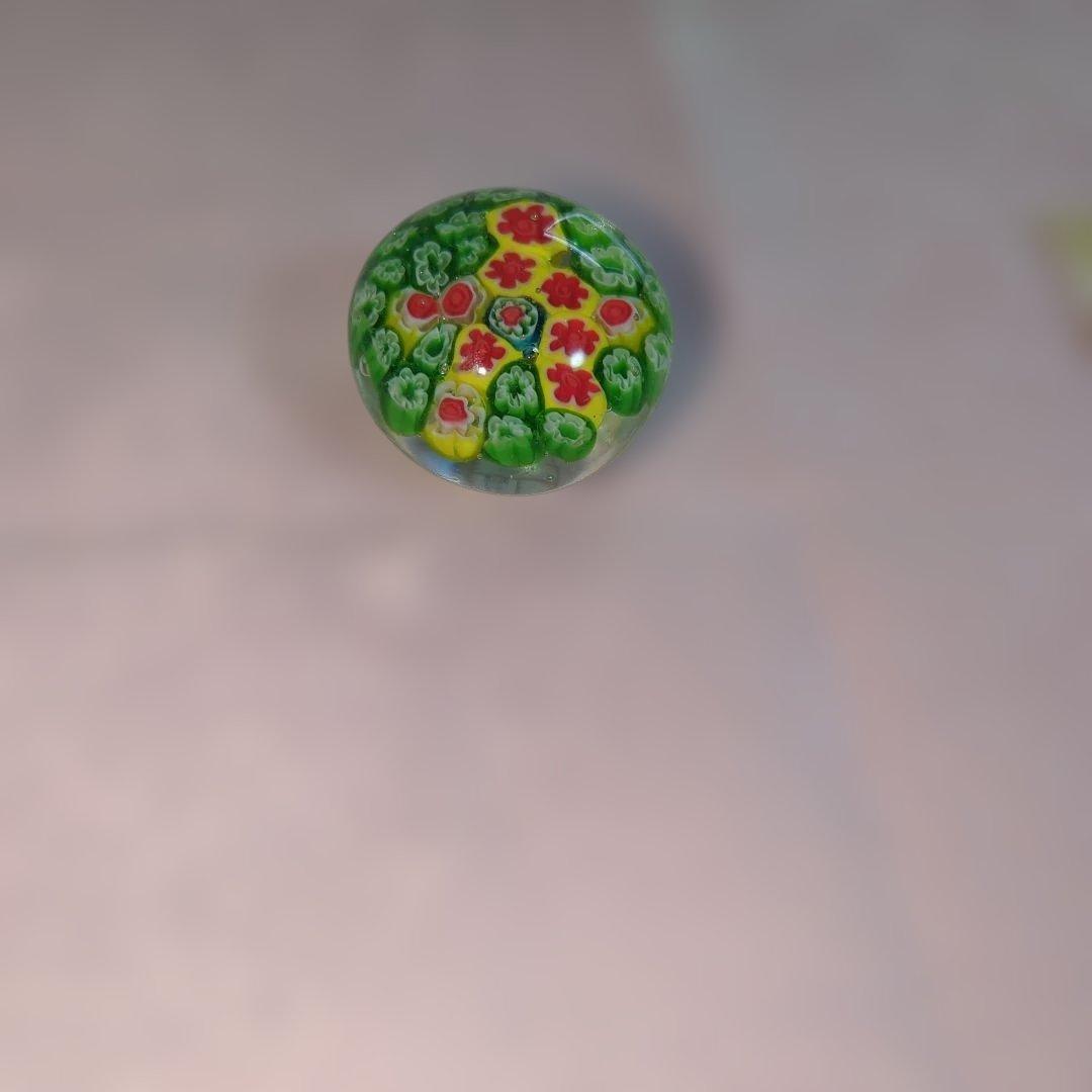 ベネチアムラーノ ガラス カラフル花模様 ガラス ペーパーウェイト